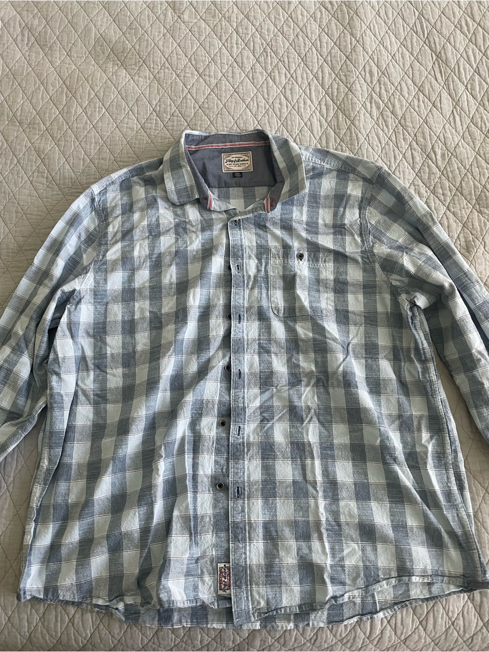Casual Light Blue Checked Button-Down Shirt